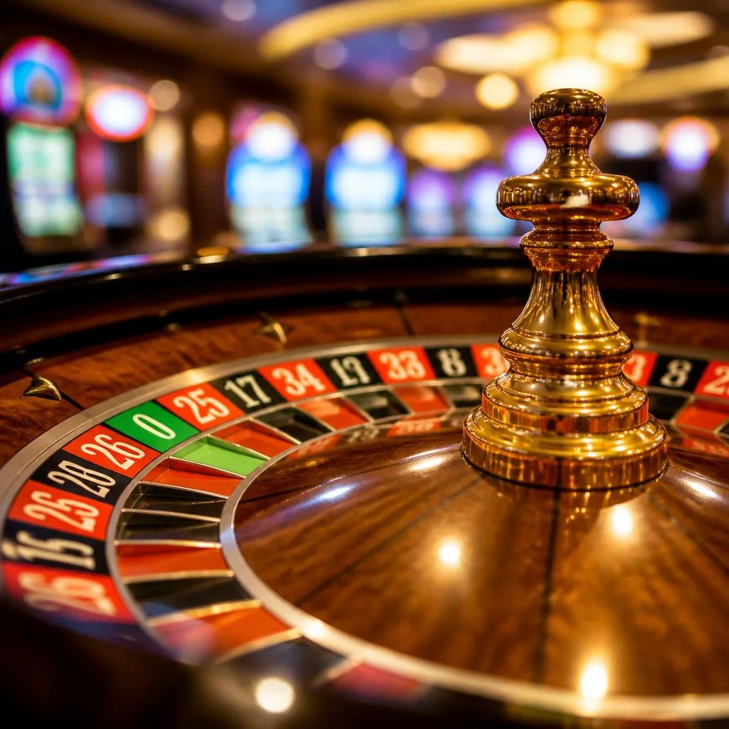 Live European roulette wheel spinning inside a premium casino